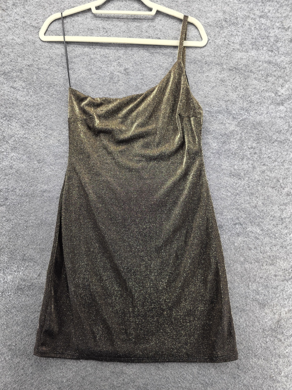 Altard State Dress Womens Large One Shoulder Metallic Shimmer Lined Party Formal